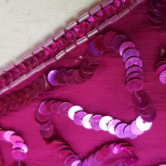 STYLEWORKS Sequined Silk Cocktail Dress - Magenta Pink - 16 - EUC - Picture 3 of 8